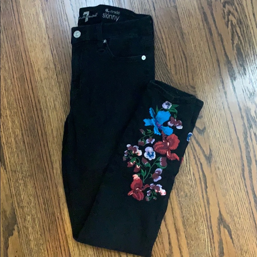 7 For All Mankind EMBROIDERED ankle skinny jeans